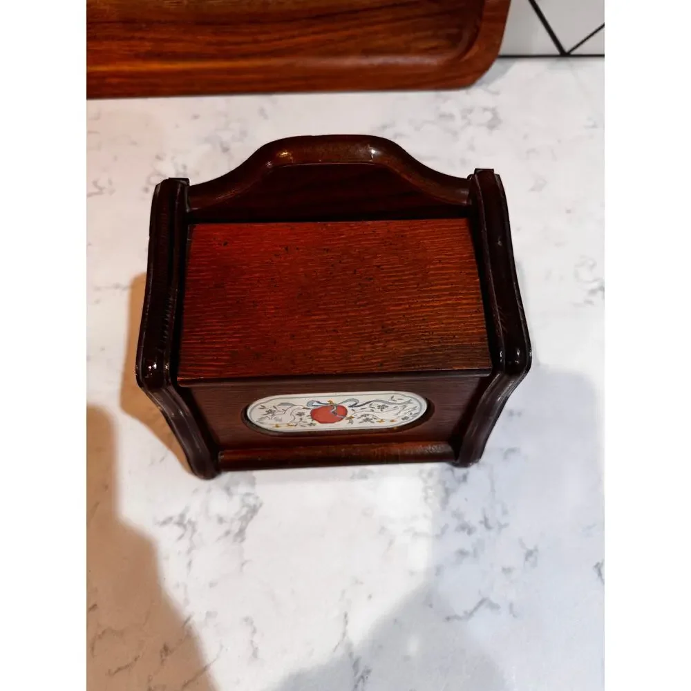 Good Wood International recipe catchall wooden box w/Marmalade goose apple tile